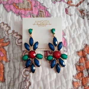 ♦️ Amrita Singh Blue Lapis/Turquoise/Ruby Earrings